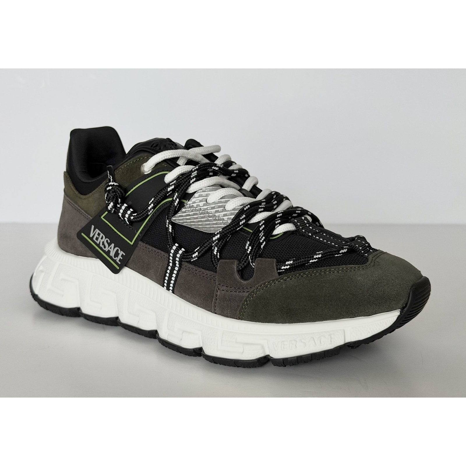 Versace Men's Greca Sneakers Gray/Green 11 Us (44 Euro) It 1021490 It Nib